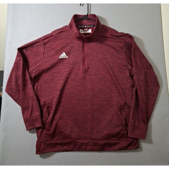 Adidas 1/4 Zip Pullover Men's 2XL Heathered Burgundy Black Undertones Athletic - Picture 1 of 7